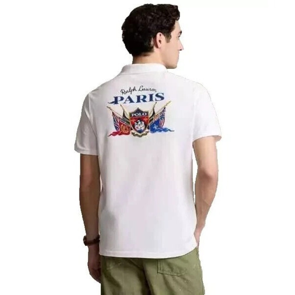 Polo Ralph Lauren men's Paris Embroidered Mesh Polo Shirt - Medium -rt $168